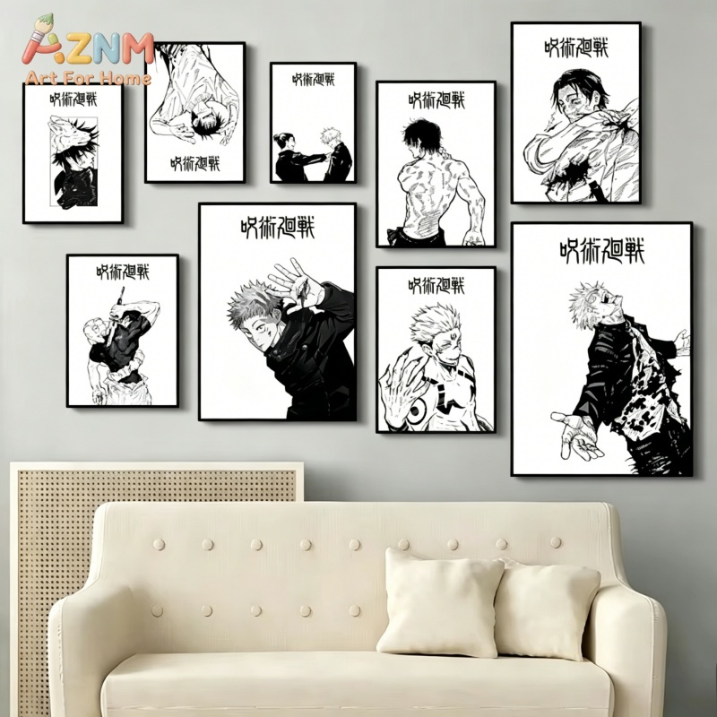 AZNM Jujutsu Kaisen Black Whit - Anime Merchandise Posters review and price