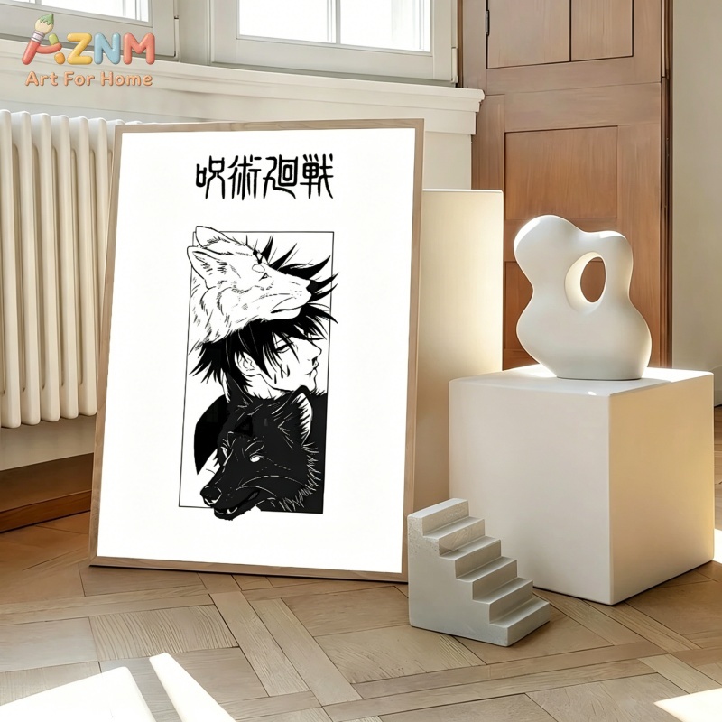 AZNM Jujutsu Kaisen Black Whit - Anime Merchandise Posters review and price
